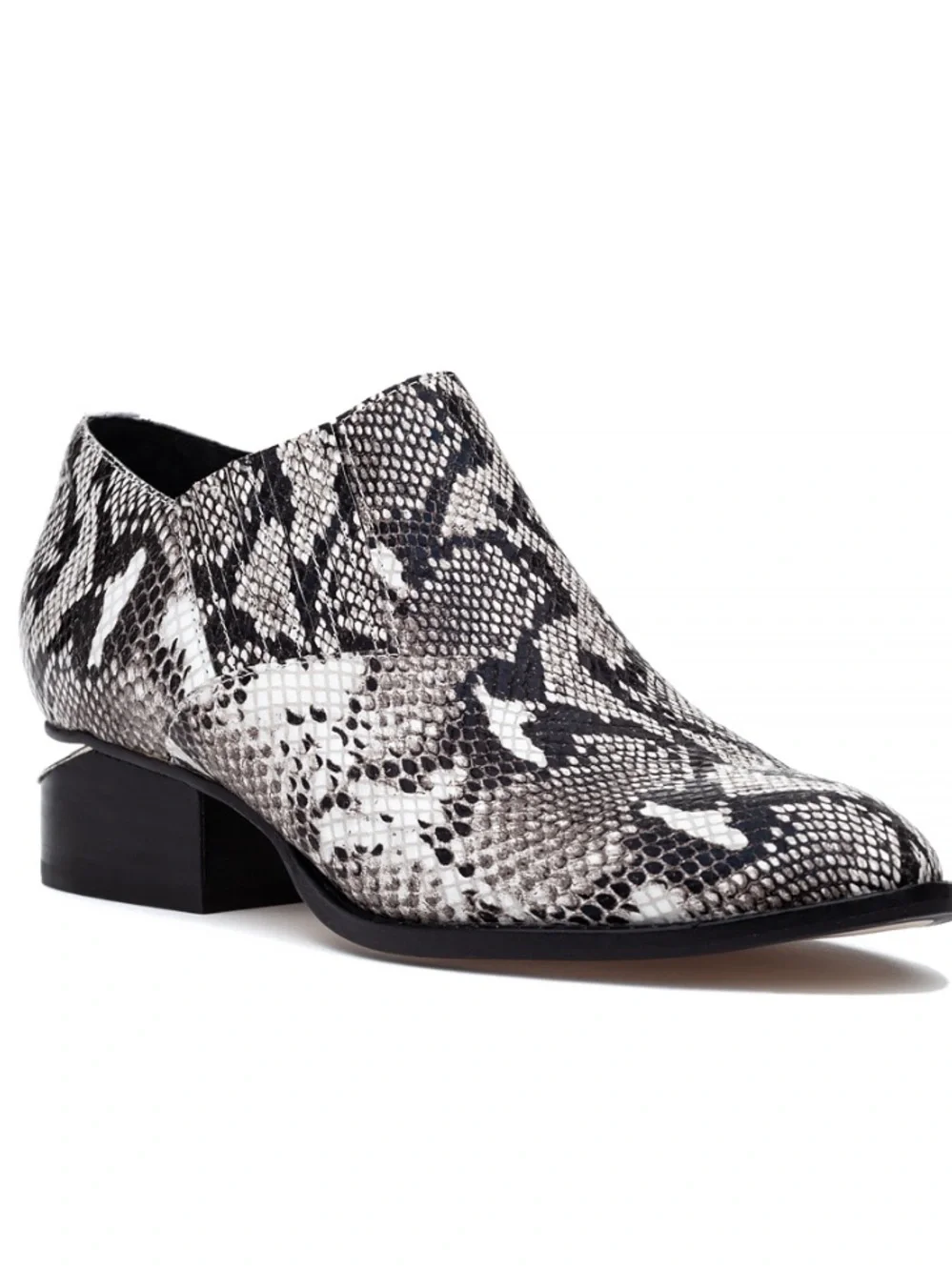 SILENT D x Anthropologie ivtay snake python printed stack heel booties sz 6